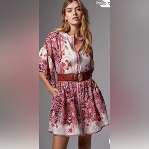NWT Anthropologie size XS mini dress in floral pink combo
